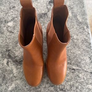 Tory Burch Tan Heeled Boots with Slip-On Design